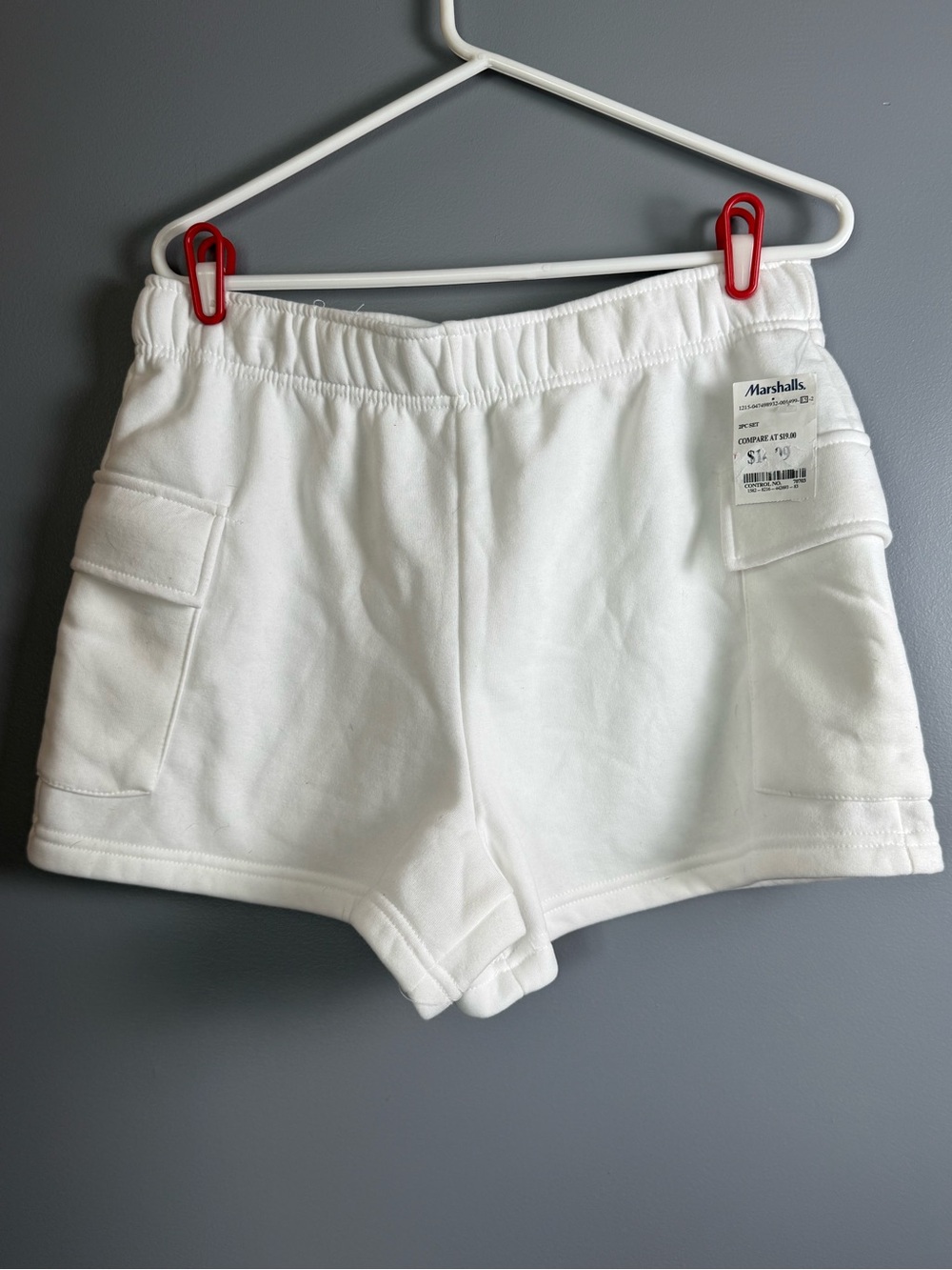 Better Together White Soft Fleece Jersey Cargo Shorts NWT Womens Sz XL